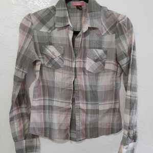 Lola sheer plaid button down